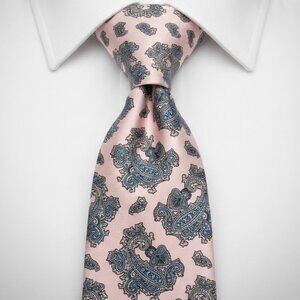 Lanvin Paris Silk Tie Pink Paisley Geometric Print Designer Formal Wedding Retro